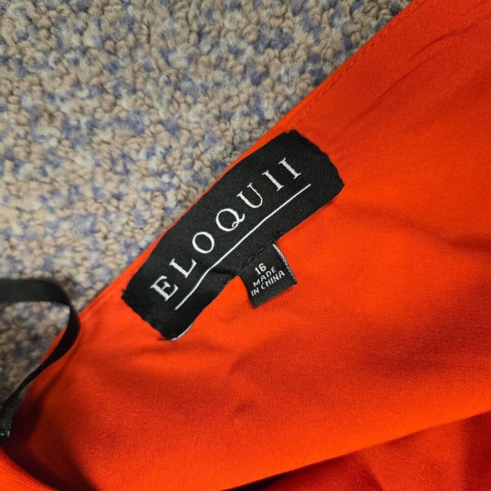 New with Flaw Eloquii Womens Red Asymmetrical Ruffle Belted Dress‎ Size 16 - Picture 6 of 9